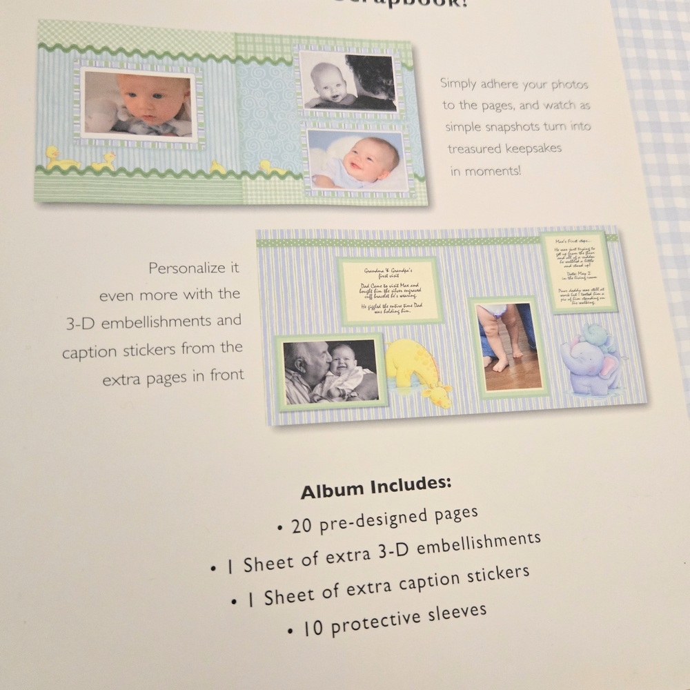 Tapestry Baby Boy Scrapbook Album 20 Page Little Pond Photo Memory 3D Stickers - Picture 8 of 15